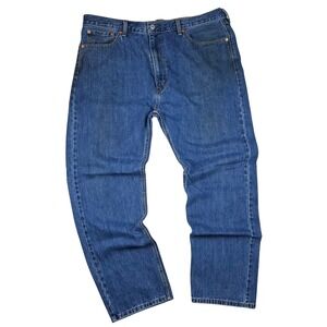Levi Strauss 505 Mens Jeans Blue Classic Fit Straight Leg Denim Pants Size 42x32